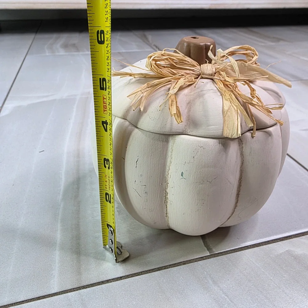 Pumpkin Hollow White Ceramic Pumpkin Jar with Raffia Bow Target‎ 010 05 0605